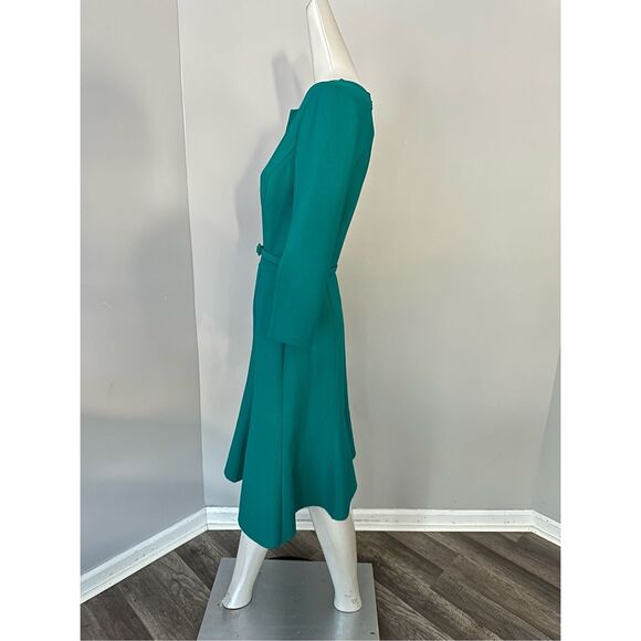 NWT WOMEN'S BELTED WOOL-BLEND KNEE-LENGTH DRESS IN JADE SZ 2 $2690 - Picture 7 of 13